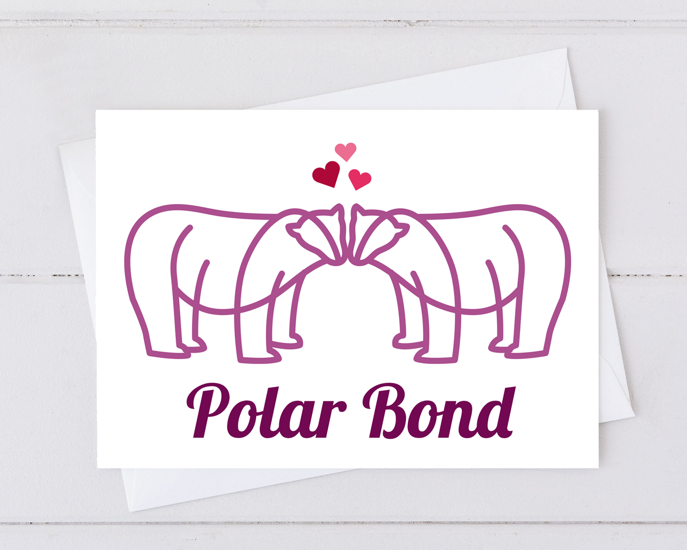 cute valentines day card with an image of polar bears and text that says polar bond