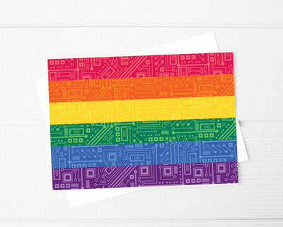 Pride Flag Circuit Board Greeting Card