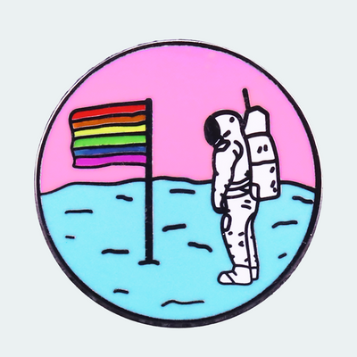 Pride Flag on Moon Enamel Pin