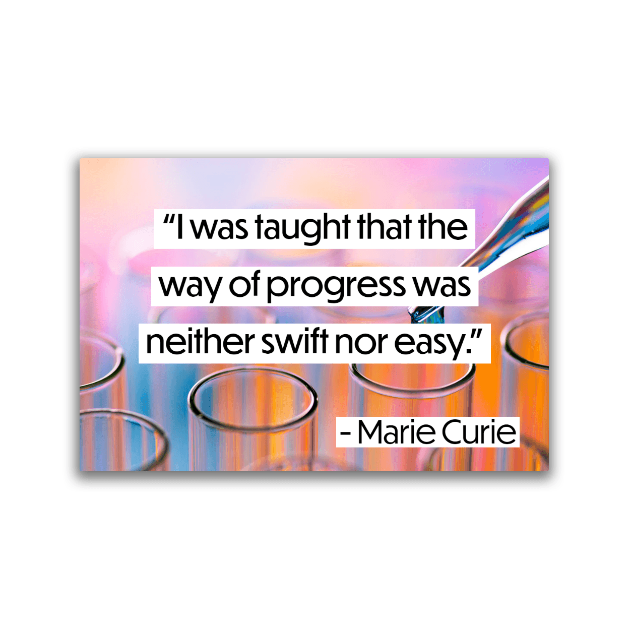 Image of a 2x3 magnet with a Marie Curie  quote