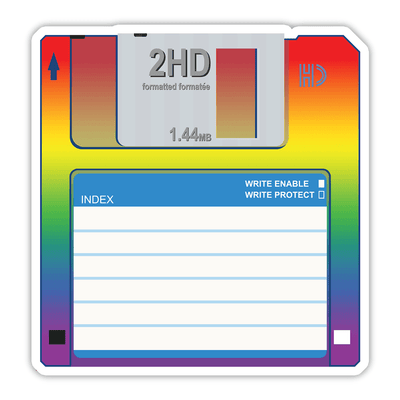 Rainbow Floppy Disc - Vinyl Sticker (discontinued)