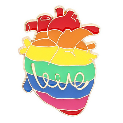 Rainbow Love Anatomical Heart Enamel Pin