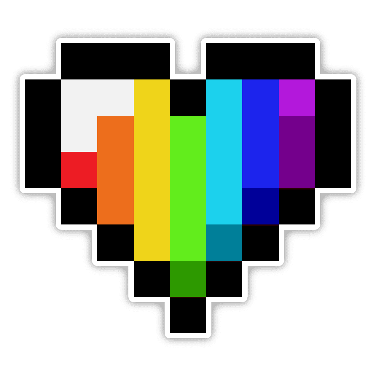 Rainbow Pixel Heart - Vinyl Sticker
