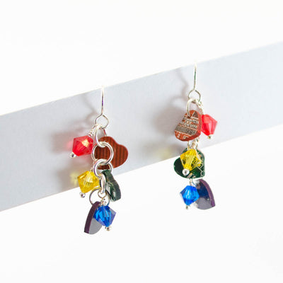 Rainbow + Heart Cluster Earrings