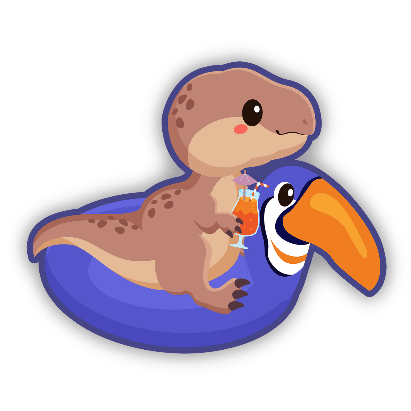 Raptor on a Pool Float - Vinyl Sticker