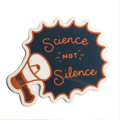 science not silece bullhorn illustrated sticker