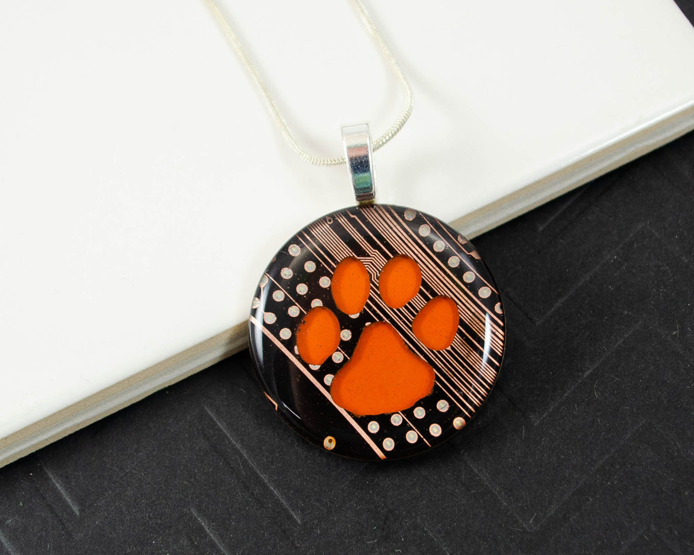 Tiger Paw Circuit Board Necklace