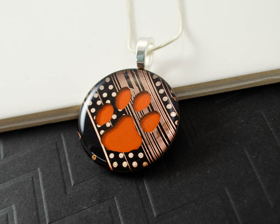 Tiger Paw Circuit Board Necklace