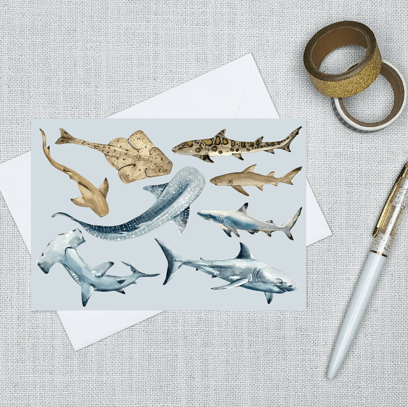 Sharks - Blank Greeting Card