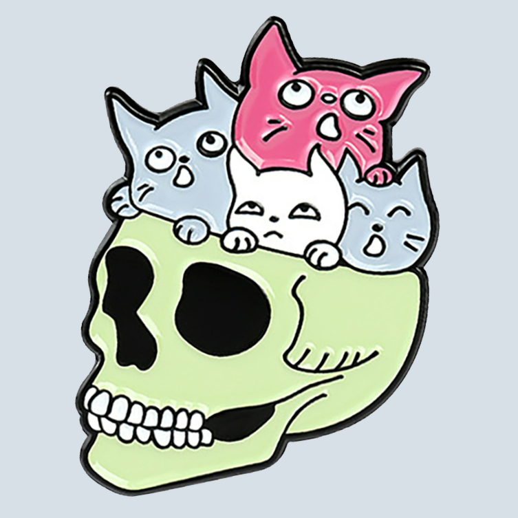 Skull Full of Cats Enamel Pin