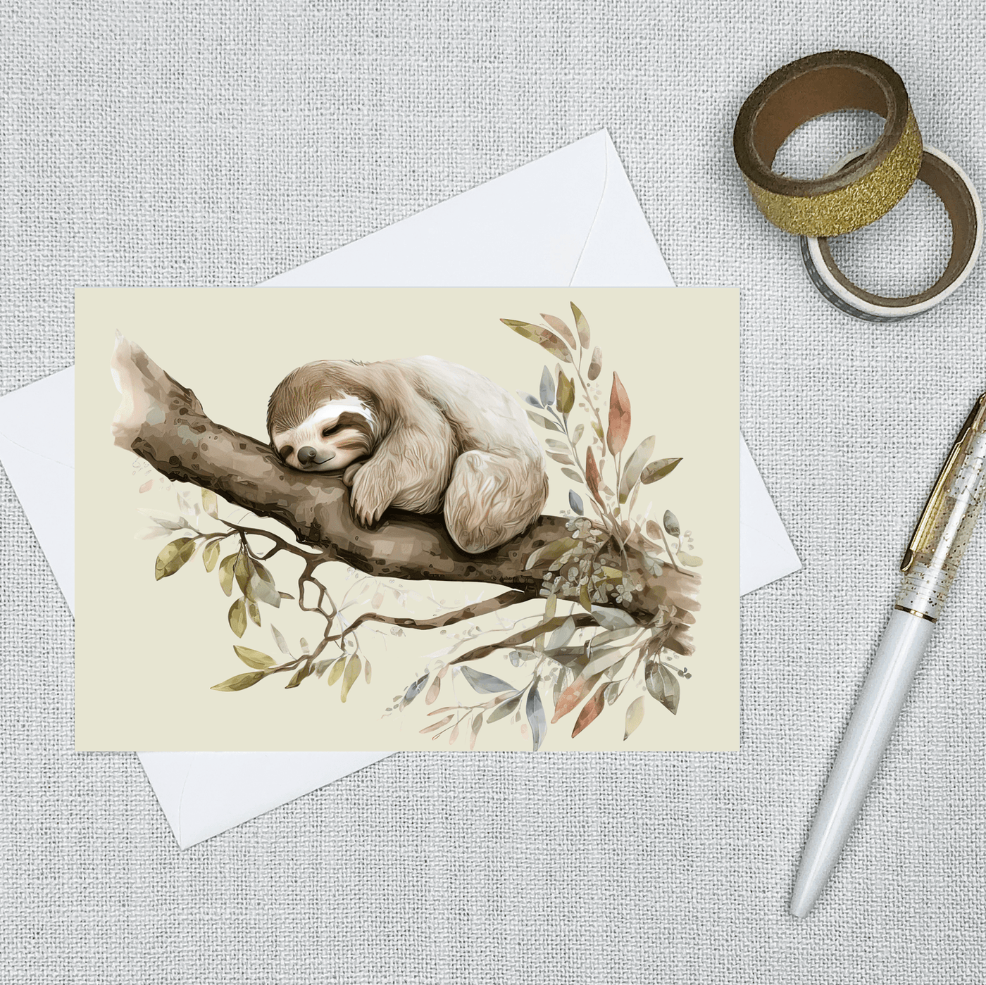Sleepy Sloth - Blank Greeting Card