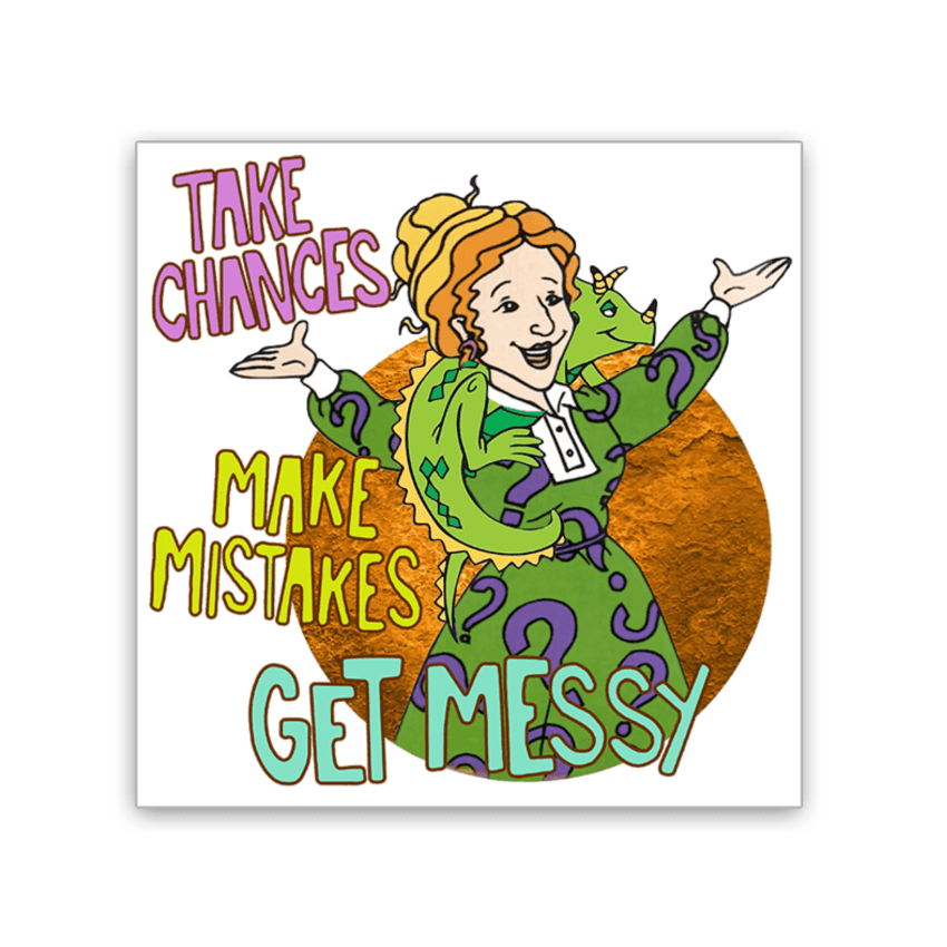 Image of 2x3 colorful magnet of Ms. Frizzle from the Magic School Bus