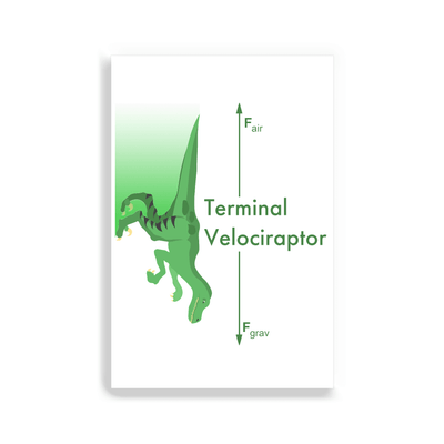 2x3 colorful magnet with image of a velociraptor traveling at terminal velocity