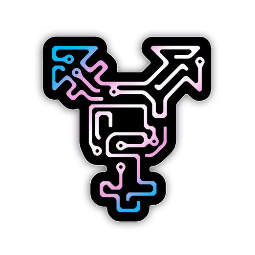 transgender circuitry design sticker in pink blue and white