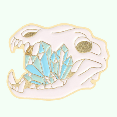 Skull with Blue Crystals Enamel Pin