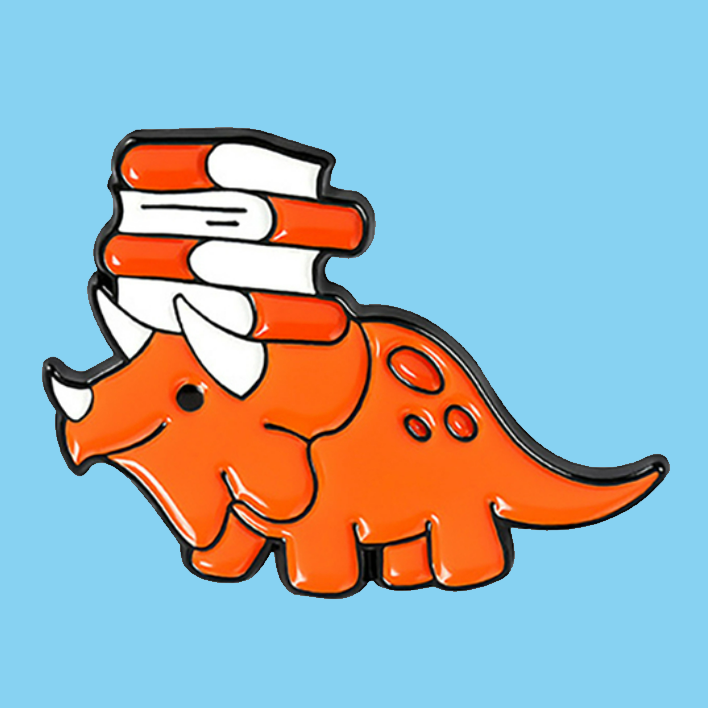 Bookish Triceratops Enamel Pin