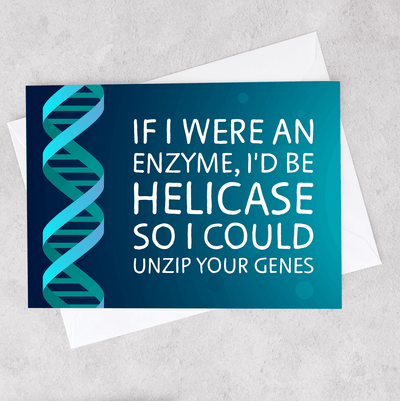 Image of a 4.13" x 5.83" greeting card with a Biology theme