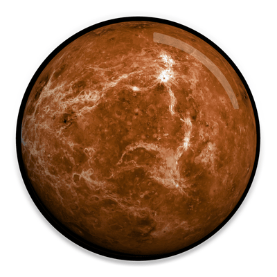 2.25 inch round colorful magnet with image of Venus