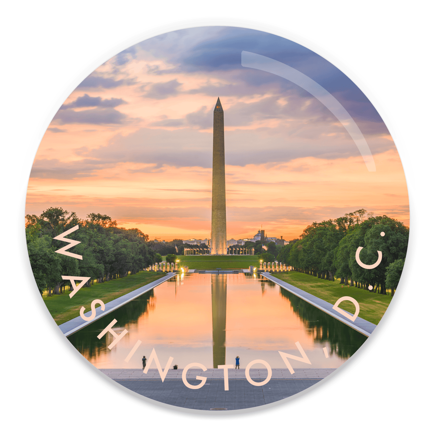 2.25 inch round colorful magnet with image of the Washington monument