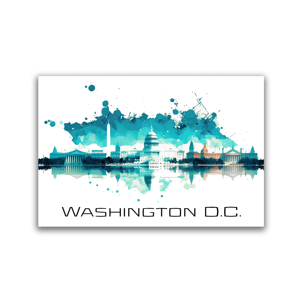 2x3 colorful magnet with image of the Washington D.C. skyline