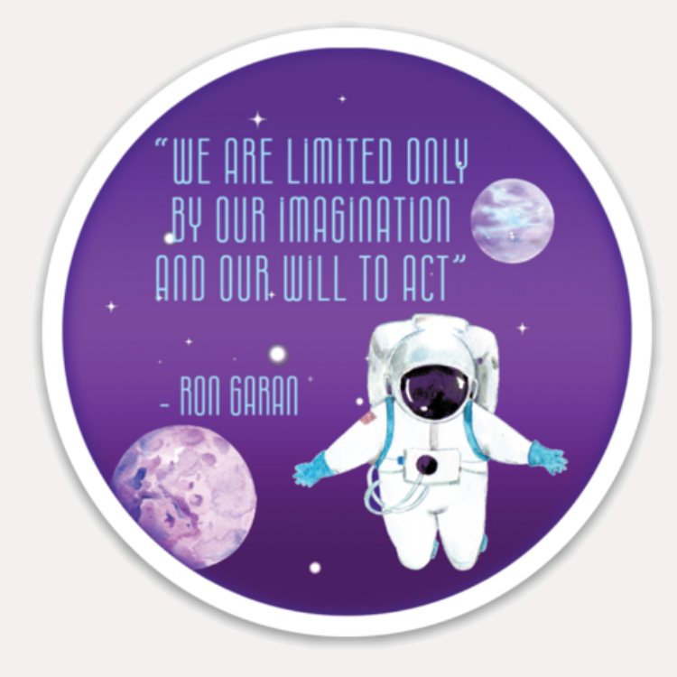 inspirational quote sticker that says we are limited only by our imagination