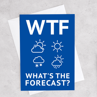 Image of a 4.13" x 5.83" greeting card with a Meteorology theme
